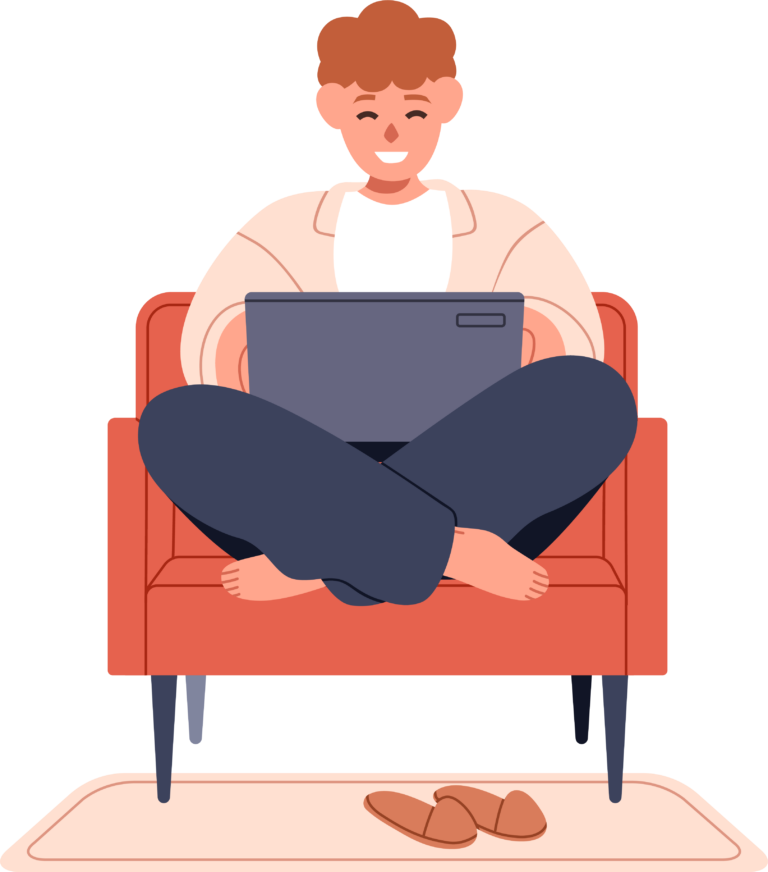 Holon Health Happy Guy with Laptop