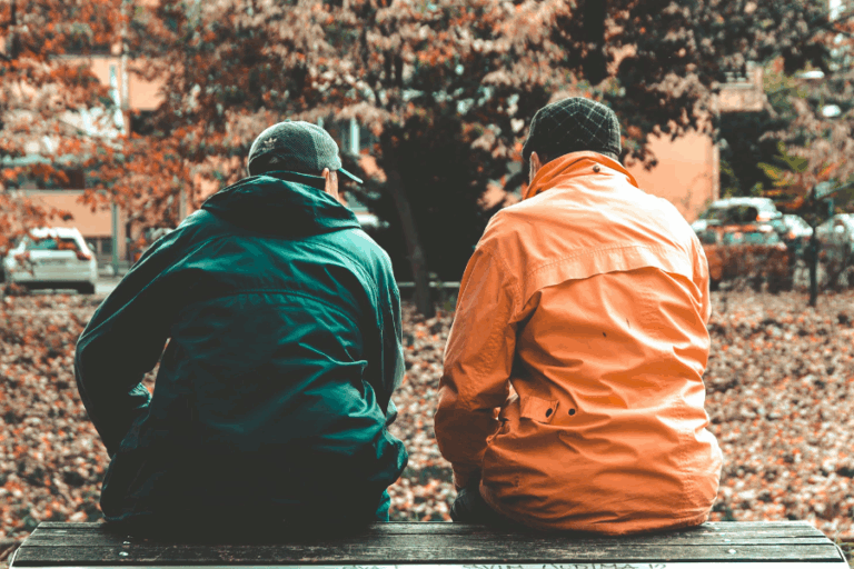 two men talking